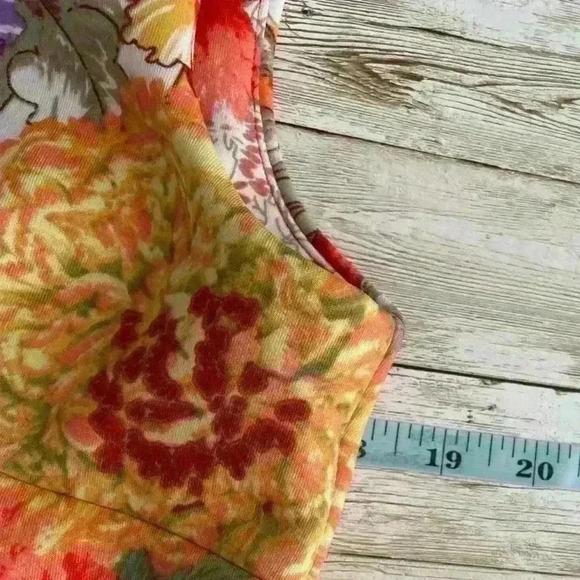 Danny & Nicole Sleeveless Gold Floral Pleated Pocket Flare Midi Dress 10 Large - Picture 6 of 7